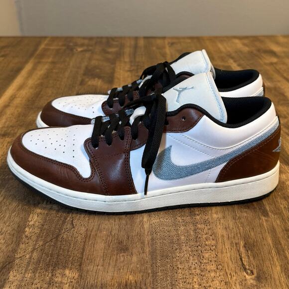 Nike Air Jordan 1  Retro Low SE Sneaker Leather Lace Up Brown Blue Grey Men\'s 11 main image 4